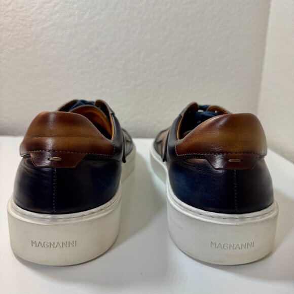 Magnanni "Phoenix” Blue & Brown Luxury Leather Sneakers {Size 12} EUC! MSRP $465 - Picture 7 of 16